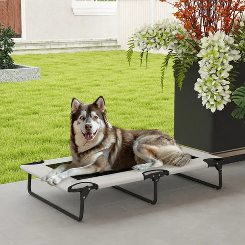 Εξηρωμένη Κλίνη Σκύλου με Πλέγμα Textilene | Γκρι | 107×61 cm